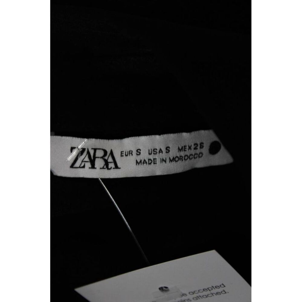 Zara Women Basic Collared Black Cotton Long Sleeve Button-Up Top Size S - Picture 7 of 7